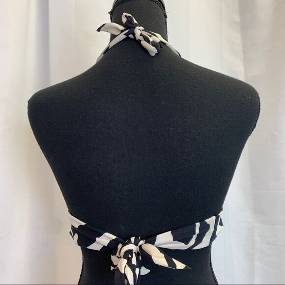 Victoria’s Secret zebra animal print bikini top Sz M Black cream NWOT - Picture 6 of 8